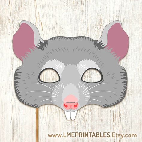 Rat Mask Printable Halloween Costume Animal Mouse Masks Sewer | Etsy Rat Mask, Halloween Costume Animal, Sewer Rat, Kangaroo Kids, Printable Animal Masks, Mouse Mask, Mask Printable, Animal Halloween Costumes, Halloween Photo Booth