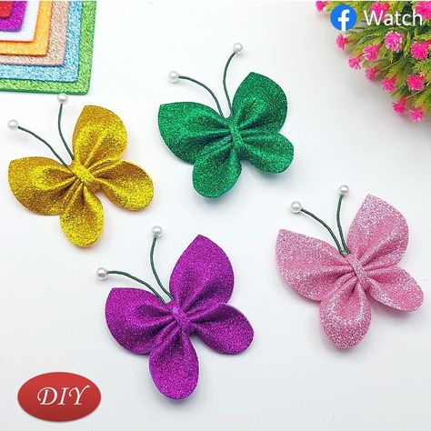 DIY: How to Make Foami Butterfly Easy And Quick to Do 🌺😍🦋 | foam, butterfly | Watch how to make glitter foam butterfly step by step. DIY easy and quick butterfly in 3 minutes #manualidades #homedecor | By Creative Art & Craft Ideas | Facebook Foam Butterfly, Butterfly Step By Step, Art Craft Ideas, How To Make Glitter, Foam Sheet Crafts, Butterfly Watch, Foam Sheets, 3d Butterflies, Foam Crafts