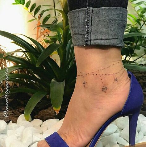 Charm Anklet Tattoo, Anklet Tattoos For Women, Ankle Bracelet Tattoo, Ankle Tattoo Designs, Ankle Tattoos For Women, Tato Henna, Bracelet Tattoo, Anklet Tattoos, Foot Tattoos For Women