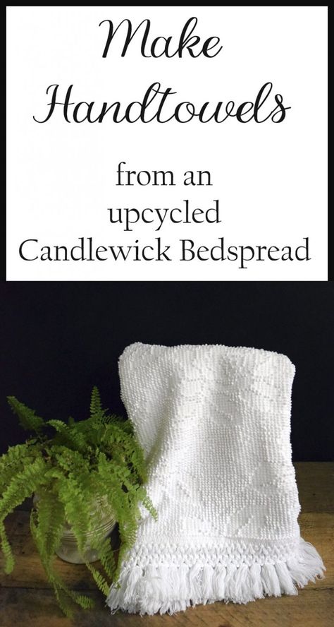 Upcycle a candlewick bedspread into charming handtowels. A great way to give new life to an old bedspread and perfect for your bath or for gift giving. via @nourishnestle Chenille Upcycle, Candlewick Bedspread, Chenille Bedspread Crafts, Chenille Crafts, Tea Towels Diy, Linen Bedding Natural, Vintage Bedspread, Diy Crafts For Adults, Chenille Bedspread