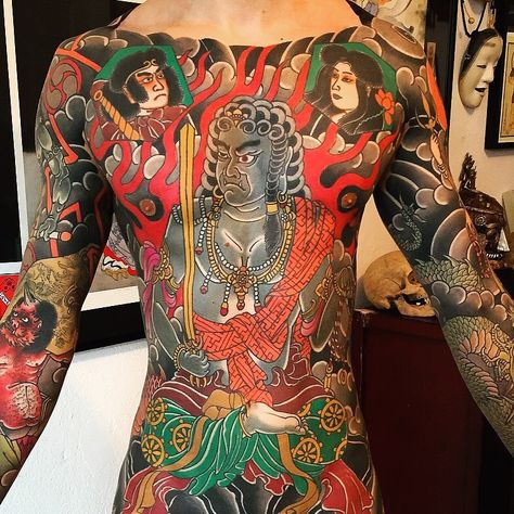 Irezumi Bodysuit, Fudo Myoo, Irezumi Tattoo, Japanese Legs, Japan Tattoo Design, Japanese Tattoos, Irezumi Tattoos, Full Body Tattoo, Japan Tattoo