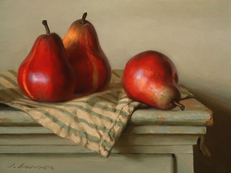 Need artist credit Jeffrey T Larson, Pear Art, Series Of Paintings, Art Fruit, Still Life Fruit, Fruit Photography, Fruit Painting, Hyperrealism, Still Life Art