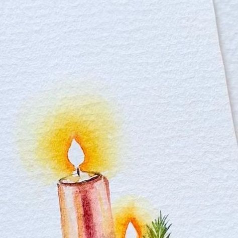 Samprity Ozah on Instagram: "Candles and cones card..! Watercolor on paper. #watercolorcard #christmascards #holidaycards #festivecards #easywatercolortutorials #watercolorstudy #easypainting #paintingforbeginners #aquarelle_daily #cozypainting #decemberart" Candle Watercolor, Watercolor Candles, Valentine Candles, Card Watercolor, Christmas Card Art, Painted Candles, Watercolor Christmas Cards, December 19, Watercolor Christmas