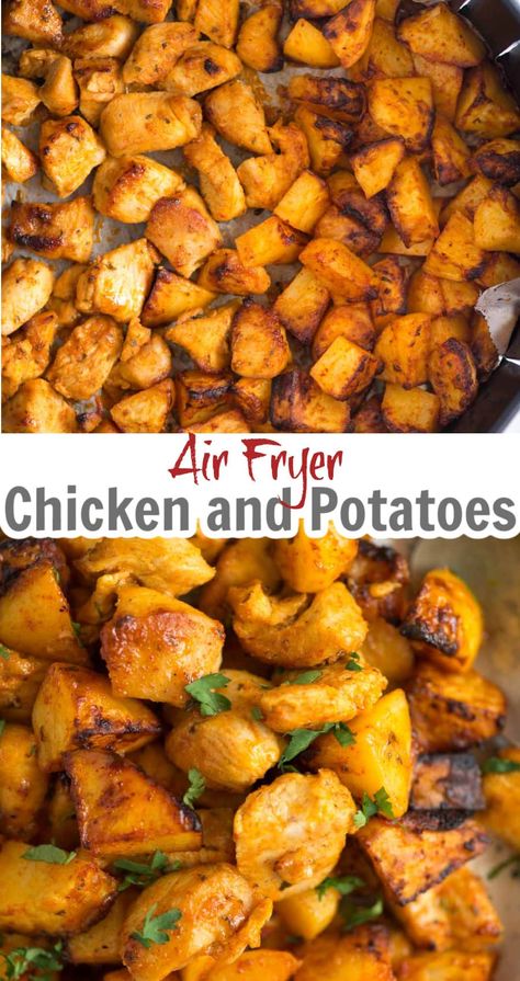 Chicken Cubes In Air Fryer, Boneless Chicken Breast Recipes Airfryer, Air Fryer Chicken Cubes, Air Fry Chicken And Potatoes, Air Fryer Potatoes And Chicken, Chicken And Sweet Potato Air Fryer, Airfryer Chicken Breast Boneless, Air Fryer Chicken And Potatoes, Air Fryer Recipes Chicken Breast Boneless