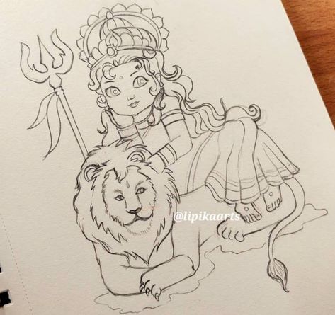 Cute Durga Maa, Durga Maa Drawing, Lord Drawing, Nava Durga, Maa Drawing, Pencil Sketches Easy, Disney Drawings Sketches, Drawing Ideas List, Bff Drawings