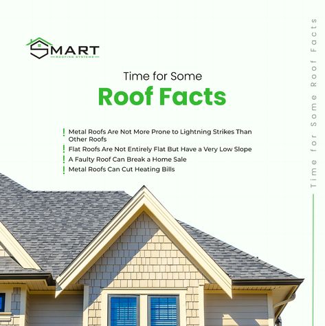 Did you know? 🏠⚡️ Let's uncover some fascinating roof facts! Metal roofs debunk the lightning myth ⚡️, flat roofs have a hidden slope 📐, and a faulty roof can impact your home sale 🏡. Plus, metal roofs can save you on heating bills! 🔥 #RoofFacts #MetalRoofs #FlatRoofs #HomeMaintenance #EnergyEfficiency #PropertyTips Roof Selling Design, Roofing Company Marketing, Roofing Ads, Roofing Materials Types Of, Metal Roofs, Commercial Roofing, Roofing Companies, Code Red, Roof Covering