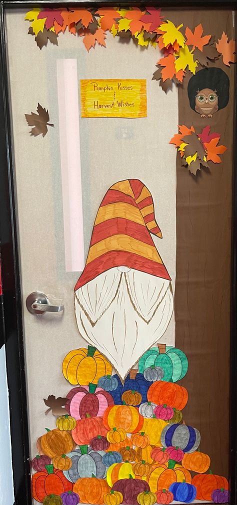 Fall Gnome Classroom Door, Thanksgiving Door Decorations Classroom Decorating Ideas, Gnome Classroom Door, Thanksgiving Door Decorations Classroom, Gnome Classroom, Fall Classroom Door, Thanksgiving Door Decorations, Window Snow, Snow Spray