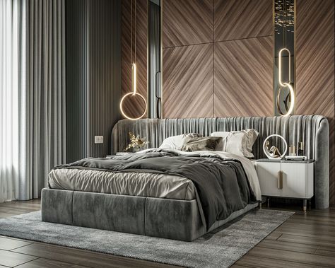 Luxury Bedroom on Behance Loft Style Apartment, Sofa Bed Frame, Floating Bed Frame, Fabric Bed Frame, Leather Sofa Bed, Curved Headboard, Luxury Bedroom Design, King Size Bed Frame, Bed Headboard