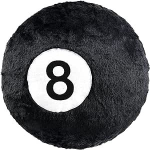 Dripykiaa 8 Ball Throw Pillow, 14" Decorative Pillows Throw Cushion Home Decoration Plush Sporty Design Ball Pillow for Women, Men Bestselling Comfort and Stylish Accent Decor Ball Pillow, Fun Throw Pillows, Round Throw Pillows, Sporty Design, Garden Pillows, 8 Ball, Round Pillow, Cotton Pillow, Black And White Colour