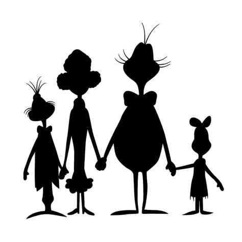 Whoville People Template, Whoville Silhouette, Cindy Lou Who Svg Free, Welcome To Whoville, Grinch Silhouette Svg, Whoville Village, Whoville University Svg, Christmas Tree Silhouette, Whimsical Christmas Decor