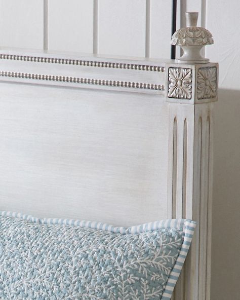 Swedish Bed | Garnet Hill Garnet Hill Spindle Bed, French King Size Headboard, White Carved Headboard, Ethan Allen Georgetown Bed, White French Rococo Bed, Bed Headboard Design, Headboard Designs, Bedroom Flooring, Comfortable Fashion