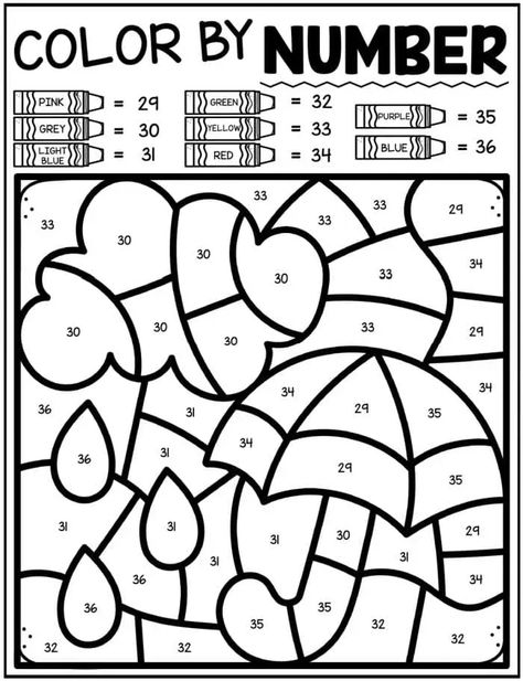 Color in your favorite characters, animals, and objects with these free printable coloring pages. Great for kids of all 
#ColorByNumberPrintableFreeSpring #WeatherColorByNumber #EasterColorByNumberFreePrintables #WeatherPrintablesFree Easy Color By Number, Color By Number Printable Free, Coloring Pages By Number, Printables For Adults, Spring Worksheets Preschool, Addition Coloring Worksheet, Number Printables, Preschool Pictures, Sight Word Coloring