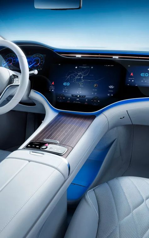 Mercedes-Benz EQS interior unveiled with massive 55-inch screen Mercedes Concept, Luxury Car Garage, Luxury Car Brands, Car Organization, Luxury Car Interior, Aesthetic Car, Pimped Out Cars, Mercedes Sl, Lux Cars