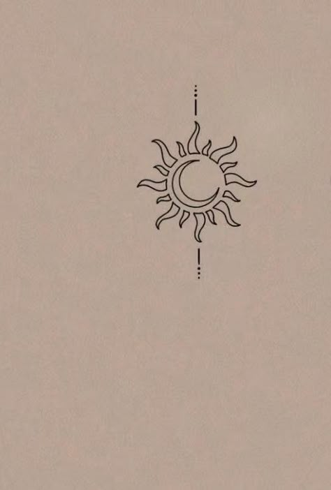 Small Moon And Sun Tattoo Designs, Moon And Sun Meaning, Sun Moon Tattoo Behind Ear, Dog And Sun Tattoo, Sun And Moon Simple Tattoo, Sun And Moon Tattoo Stencil, Minimal Sun And Moon Tattoo, Boho Moon Tattoo, Minimalistic Sun And Moon Tattoo