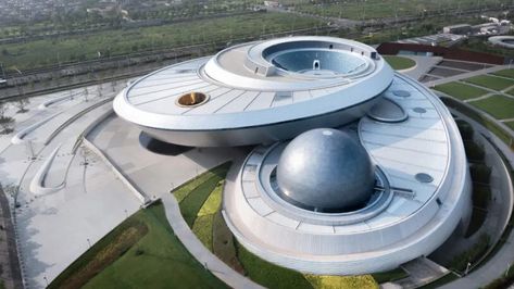 China’s new astronomy museum is a compelling look at the cosmos—and a reminder of the country’s imperialist eye toward space. Astronomy Museum, New Architecture, Santiago Calatrava, Reflecting Pool, Social Housing, New Museum, Chinese Architecture, Ground Floor Plan, Zaha Hadid