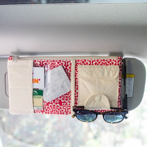 Car Visor Organizer, Free Sewing Patterns For Beginners, Visor Organizer, Sewing Patterns For Beginners, Free Applique Patterns, Holiday Sewing, Car Visor, Free Sewing Patterns, Trash Can For Car