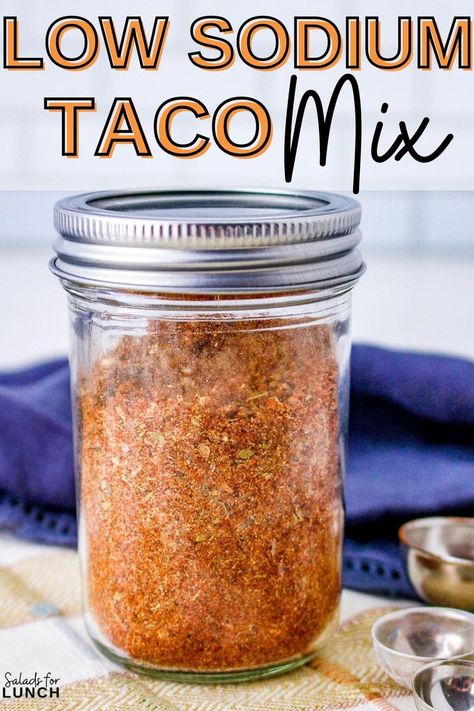 Elevate your taco game with my homemade no salt taco seasoning mix! Packed with a harmonious blend of chili powder, cumin, paprika, and a hint of smokiness, it's the perfect way to add bold and flavorful zest to your dishes without the sodium. Low Sodium Taco Seasoning Recipe, Low Sodium Taco Seasoning, Taco Seasoning Mix Recipe, Low Sodium Recipes Heart, Mayo Salad, Low Sodium Snacks, Heart Healthy Recipes Low Sodium, Low Salt Recipes, Man Recipes