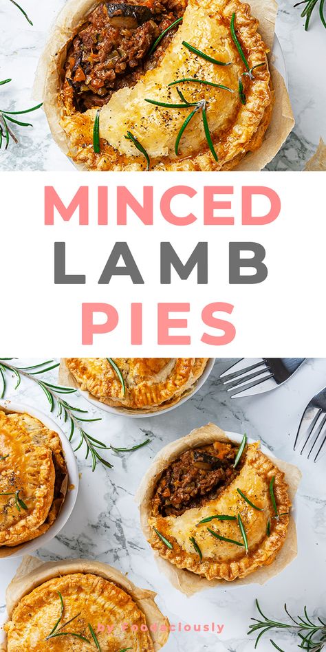 This single-serving minced lamb pie recipe is so mouthwatering and super easy to make. Each pie has 2 of your 5-a-day and 50% of your recommended proteins. minced lamb pie,mini lamb mince pies,lamb pie puff pastries,pies recipes easy #dairyfree #recipe #cooking #food Lamb Pot Pie Recipe, Pies Recipes Easy, Minced Beef Pie, Lamb Mince Recipes, Lamb Pie, Minced Lamb, Savoury Mince, Mince Pie Recipe, Meat Pie Recipe