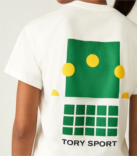 Graphic T-Shirt: Women's Clothing | Tops | Tory Sport Tennis Shirts Designs, Courtney Grow, Tennis Graphic, Tennis Art, Printed Blouses, Tennis Tshirts, Vintage Tennis, Golf Brands, Tennis Clubs