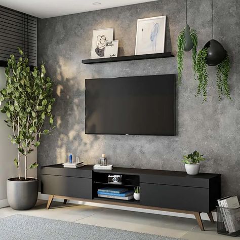 Industrial Style Living Room, Modern Apartment Living Room, Condo Living Room, Apartment Living Room Design, Flat Interior, Living Room Design Inspiration, Living Room Tv Wall, Home Design Decor, Bathroom Wall Decor