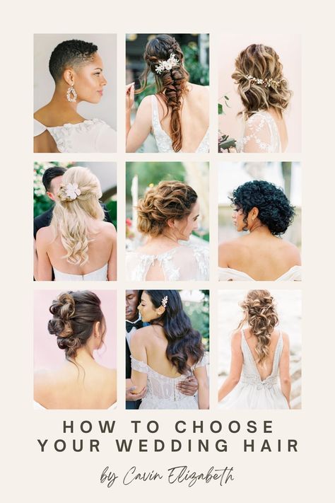 How to choose whether to wear your hair up or down on the wedding day. Which hairstyle is right for your wedding based on your hair type and wedding dress. Save now and read later or click to read and learn! Bride Hairstyles For Off The Shoulder Dress, Hairstyle For Wedding Dress Type, Hairstyles For Wedding Dress Type, Bridal Hairstyles For Off The Shoulder Dress, Bridal Hair Based On Dress, Hair Up Vs Down For Wedding, Bridal Hair For Off Shoulder Dress, Hair For Off The Shoulder Dress Wedding, Bridal Hairstyles For Low Back Dress