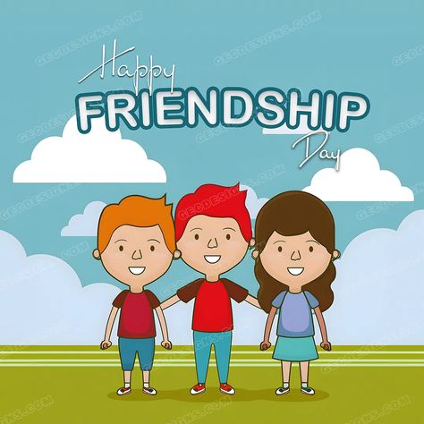 Friendship Day wallpaper with three friends vector illustration Cute Cartoon Friends, Illustration Friendship, Friendship Day Wallpaper, Friends Vector, Enchanting Wallpaper, Friendship Day Greetings, Cartoon Friends, Poster Images, International Friendship Day