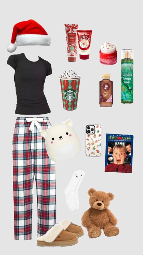 Christmas Pajamas Teens, Preppy Christmas Outfit, Cozy Christmas Outfit, Christmas Outfit Inspiration, Fashion Christmas Tree, Cute Christmas Ideas, Xmas Pjs, Comfy Outfits Winter, Simple Outfits For School