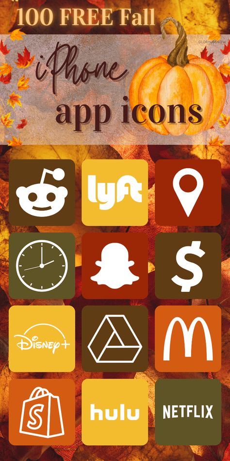 Fall Colored Icons For Apps, Colored Icons For Apps, November App Icons, Fall App Icons Free, Fall App Covers, Cute Fall App Icons, Fall Iphone App Icons, Fall Ios Icons, Fall Aesthetic Icons For Apps