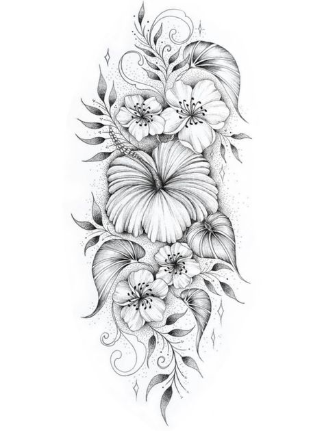 Dainty Floral Forearm Tattoo Women, Top Of Arm Tattoos For Women, Ocean Flower Tattoo, Tropical Flower Tattoos, Popular Tattoo Designs, Gallery Tattoo, Flower Tattoo Shoulder, Floral Tattoo Sleeve, Tattoos For Black Skin