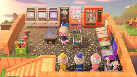 #AnimalCrossing #AC #arcade #videogames #Nintendo #switch #80s #beckadoodles Acnh Arcade, Arcade Ideas, Animal Crossing 3ds, Animal Crossing Funny, Ac New Leaf, Animal Crossing Memes, Animal Crossing Guide, Animal Crossing Wild World, Animal Crossing Qr Codes Clothes