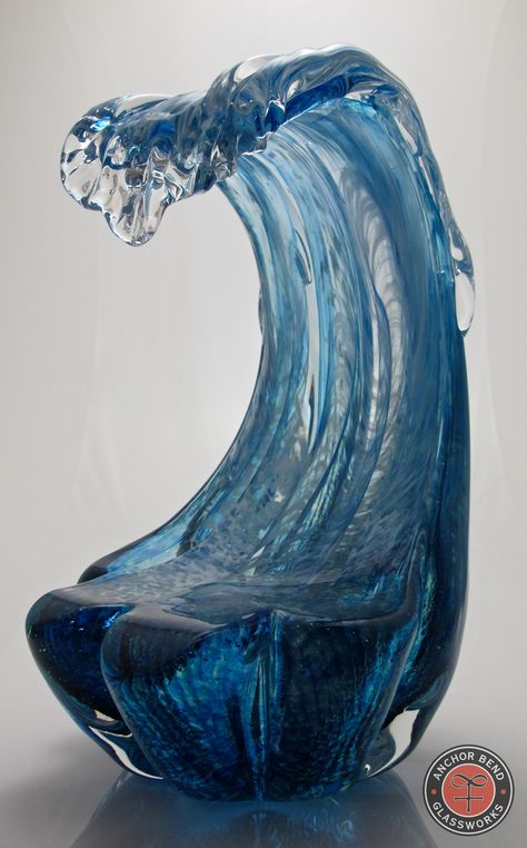 Blue Glass Art, Resin Sculpture Art, Ocean Core Room, Glass Sculpture Art, Ocean Sculpture, Wave Sculpture, Water Sculpture, Glass Art Design, Glass Art Pictures