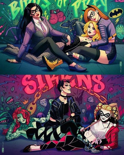 Birds of Prey vs Gotham Sirens? Catwoman Arkham City, Dc Catwoman, Gotham Comics, Art Dc Comics, Joker Y Harley Quinn, Batman Villains, Halloween Group, Gotham Girls, Harley Quinn Comic