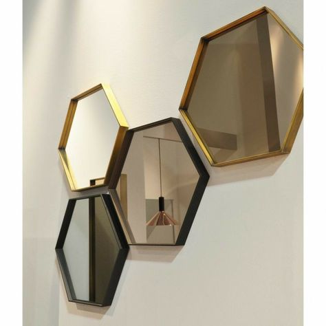 Hexagonal Mirror, Gloss Sideboard, Hexagon Mirror, Designer Bedroom, Modern Contemporary Furniture, Mirror Ideas, Contemporary Modern Furniture, Living Room And Dining Room, Bedroom Furniture Design