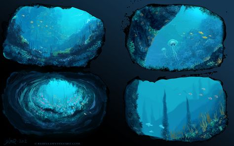 Environment 1, underwater practice by Kiarya Underwater Drawing, Concept Art Tutorial, Underwater Art, Landscape Concept, Digital Painting Tutorials, Environment Concept Art, 영감을 주는 캐릭터, Environmental Art, Digital Art Tutorial