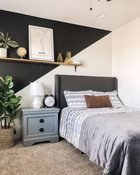 White Accent Walls, Boys Black And White Bedroom, Baseball Themed Bedroom, White Built Ins, Dining Room Accent Wall, White Wall Bedroom, Black Accent Walls, Dining Room Accents, Bold Aesthetic