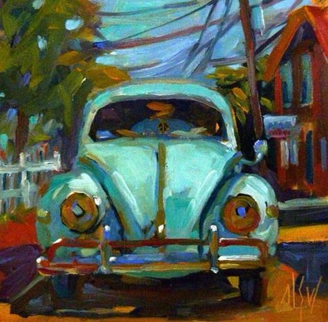 Mary Sheehan Winn Vw Art, Daily Painting, Old Car, Automotive Art, Painting Art Projects, Car Painting, Mellow Yellow, Diy Canvas, Fine Art Gallery