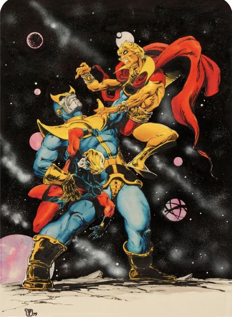 Adam Warlock Marvel, Warlock Marvel, Daimon Hellstrom, Jim Starlin, Marvel Paintings, Adam Warlock, Marvel Comics Vintage, Comic Book Panels, Marvel Villains