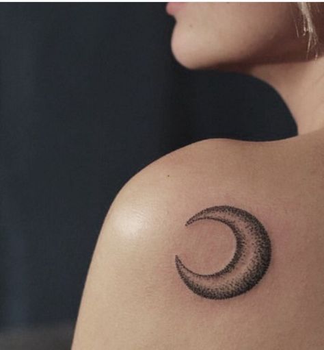 Moon Shading Tattoo, Shaded Crescent Moon Tattoo, Moon Tattoo Shading, Moon Tattoo Shaded, Shaded Moon Tattoo, Tattoo Shading, Crescent Moon Tattoo, Moon Tattoo, Cute Tattoos