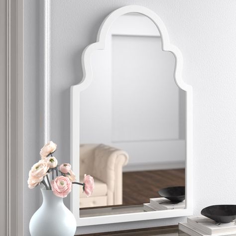 White Arch Mirror, White Vanity Mirror, Wall Mirror Wood, White Bathroom Mirror, Powder Room Mirror, Kelly Clarkson Home, French Country Design, Oval Wall Mirror, Wood Wall Mirror