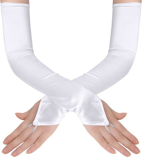 Amazon.com: BABEYOND Long Opera Party 20s Satin Gloves Stretchy Adult Size Elbow Length : Clothing, Shoes & Jewelry No Finger Gloves, Banquet Outfit, Dress Etiquette, Long Fingerless Gloves, Evening Gloves, Hip Pads, Makeup Party, Opera Gloves, Long Gloves