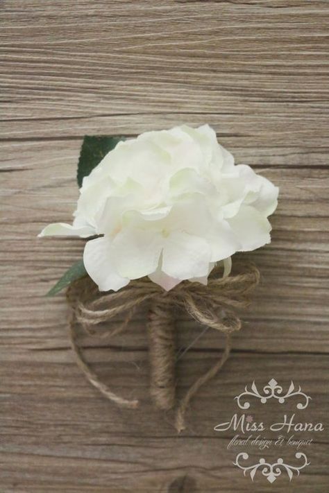 Hydrangea Boutonniere, Groomsmen Flowers, Boutonniere White, Hydrangea Bouquet Wedding, White Boutonniere, Enchanted Florist, Wholesale Flowers Wedding, Rustic Boutonniere, Hydrangeas Wedding