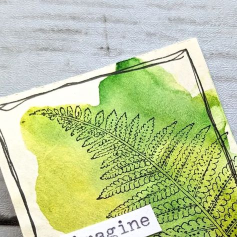 Carolyn S. Nehring | art journal and collage artist on Instagram: "Today's prompt for the challenge was fern so I found an image of a vintage fern and added my word. Less collage and more paint on this little 2 inch square. @amymaricle #mindfulartstudio #inchiechallenge" Fern Artwork, Fern Drawing, Simple Watercolor, Forest Garden, Field Notes, Drawing Simple, Collage Artists, Easy Watercolor, Instagram Art