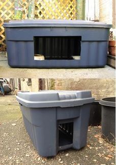 Neighborhood Cats | How to TNR | Feeding Outside Cat Food Station, Diy Storage Bin Cat House, Feral Feeding Station, Outdoor Cat Food Shelter, Feral Cat Feeding Station Shelters, Outdoor Feral Cat Feeding Station, Stray Cat Feeding Station, Rabbit Feeding Station, Outside Cat Feeding Station