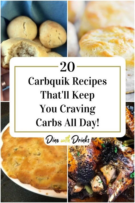 Collage of 4 carbquik recipes. Carbquik Recipes, Carb Quick, Craving Carbs, Dinner Recipes Healthy Low Carb, Jiffy Mix, Healthy Low Carb Snacks, Delicious Low Carb Recipes, Losing 40 Pounds, Diet Recipes Easy