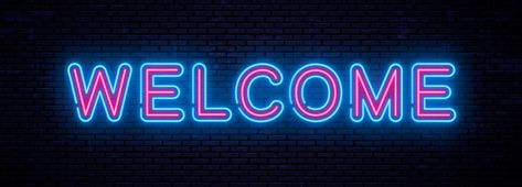 Beautiful vector neon inscription welcom... | Free Vector #Freepik #freevector #freebanner #freeinvitation #freehand #freelight Youtube Back Cover Photo, Cool Cover Photos Facebook, Youtube Cover Photo, Cool Cover Photos, Welcome Background, Facebook Cover Photos Quotes, Youtube Facts, Tipografi 3d, Youtube Cover