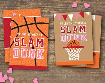 Printable Basketball Valentines Day Cards Basketball Valentines, Free Valentine Cards, School Valentine Cards, Printable Valentines Day Cards, Basketball Bag, Printable Valentine, Bag Topper, Valentines Printables Free, Valentine Tags