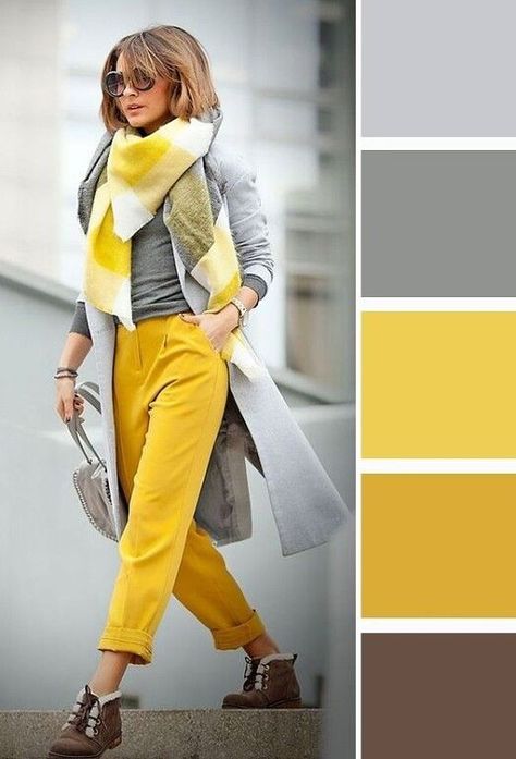 Colour Combinations Fashion, Color Combos Outfit, Color Blocking Outfits, Color Combinations For Clothes, Color Trends Fashion, Yellow Pants, Style Coach, Yellow Outfit, Trendy Fall Outfits