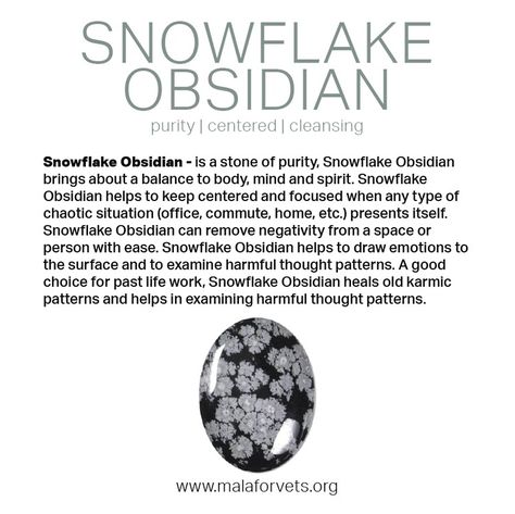 Snowflake Obsidian Meaning, Crystal Meanings Charts, Obsidian Meaning, Crystals Healing Grids, Stone Quotes, Crystal Healing Chart, Crystal Vibes, Crystals Healing Properties, Spiritual Crystals