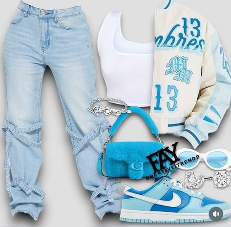 Cute Outfits Baddie For School, Birthday Outfits Jeans, Expo Outfit Ideas, Blue Birthday Outfits, Cute Denim Outfits, Teen Swag Outfits, Cute Nike Outfits, Cute Outfits With Jeans, Fasion Outfits