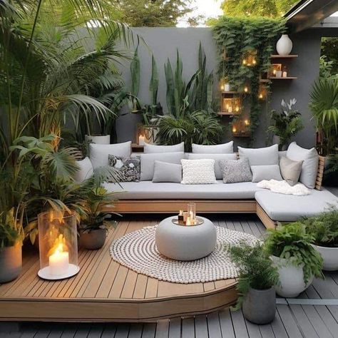 Outdoor Terrace Ideas, Rooftop Terrace Design, Back Garden Design, Outdoor Gardens Design, Outdoor Living Room, Outdoor Decor Backyard, Interior Garden, Roof Garden, Backyard Patio Designs